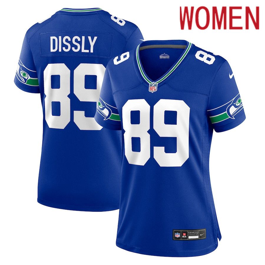 Women Seattle Seahawks #89 Will Dissly Nike Royal Throwback Player Game NFL Jersey->women nfl jersey->Women Jersey